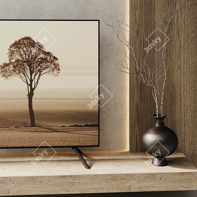 Minimalist TV Wall Decor 3D model image 5