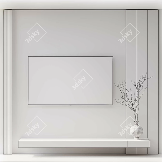 Minimalist TV Wall Decor 3D model image 6