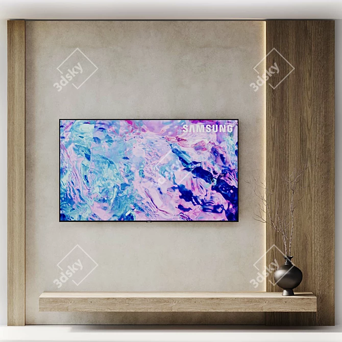 Minimalist TV Wall Decor 3D model image 7