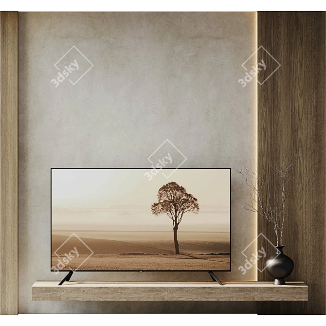 Minimalist TV Wall Decor 3D model image 11