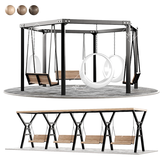  Pergola Set with Swings 3D model image 2