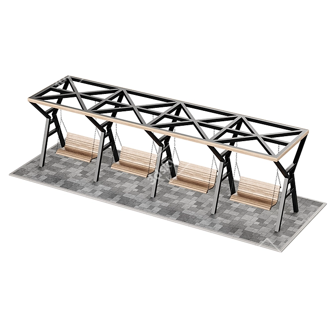  Pergola Set with Swings 3D model image 7