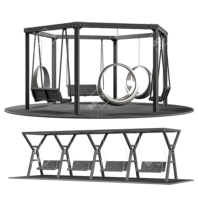  Pergola Set with Swings 3D model image 8