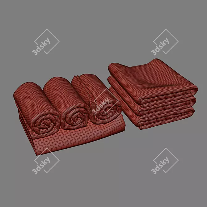 Bathroom Towel Set Smooth Model 3D model image 3