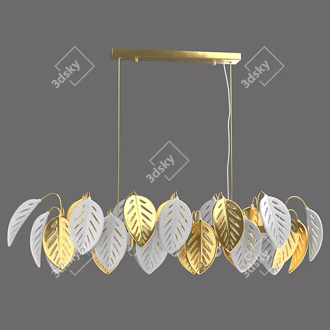 Tropical Leaf Chandelier Gold Whit 3D model image 1