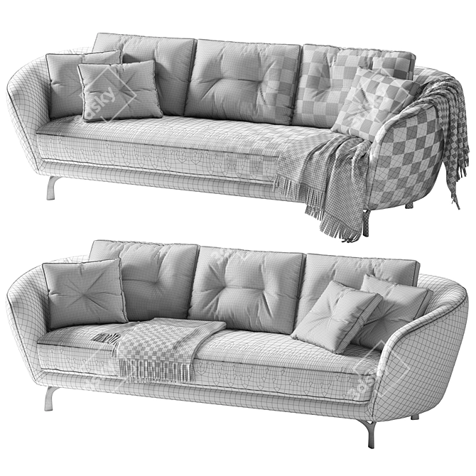 Luxury 3 Seater Sofa Set 3D model image 7