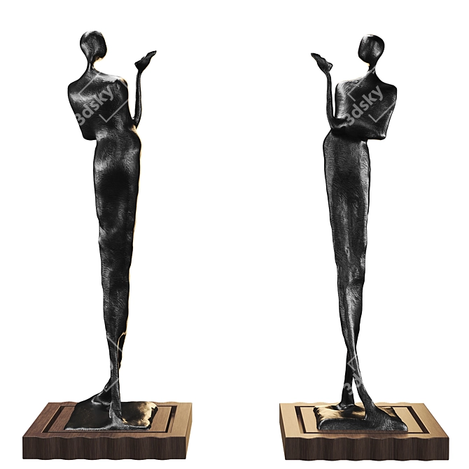 Elegant Women Statue Sculpture 3D model image 1