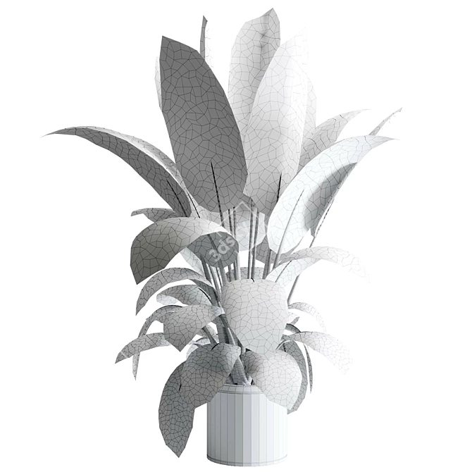 Marble Vase Dieffenbachia Maculata Set 3D model image 6