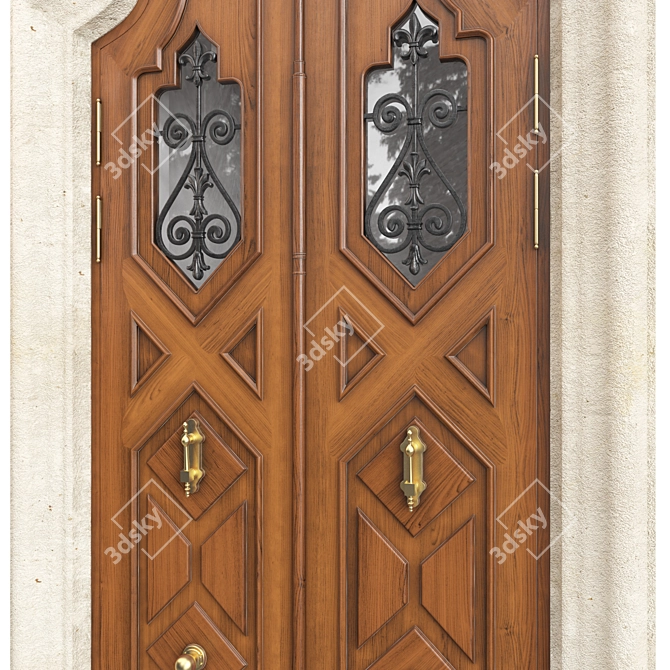 Classic Door 3D Model 1450mm 3D model image 3