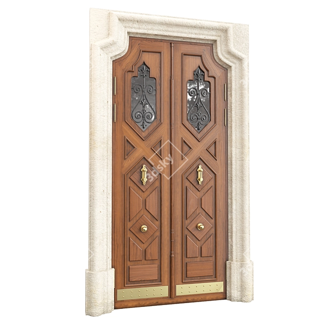 Classic Door 3D Model 1450mm 3D model image 5