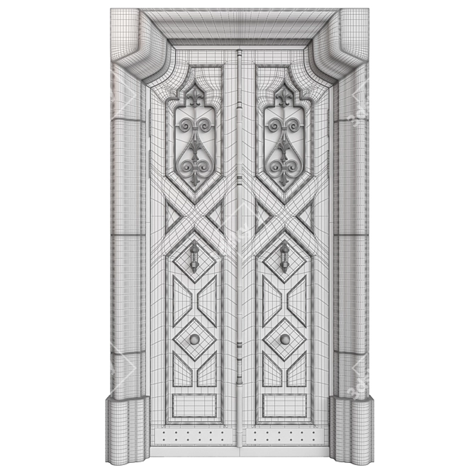 Classic Door 3D Model 1450mm 3D model image 7