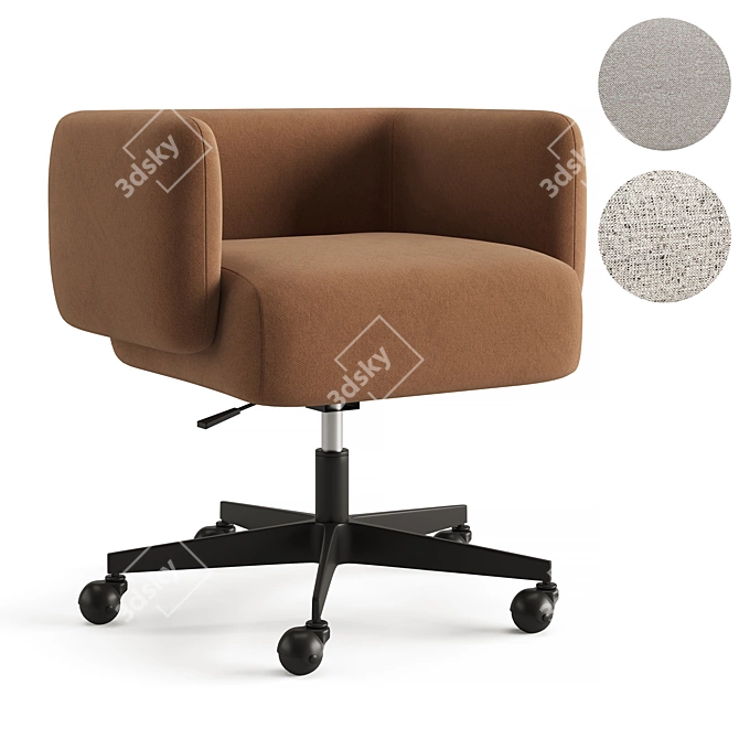 Henning Desk Chair, Brass Caster 3D model image 1