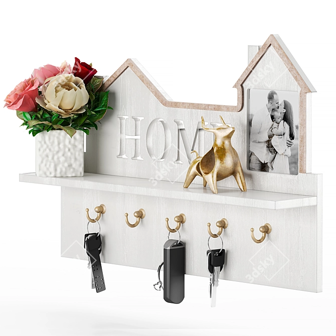 Modern Wall-Mounted Key Holder 3D model image 4