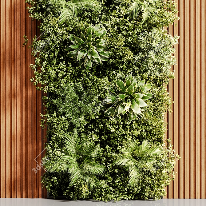 Modern Wooden Planks Garden Décor 3D model image 8