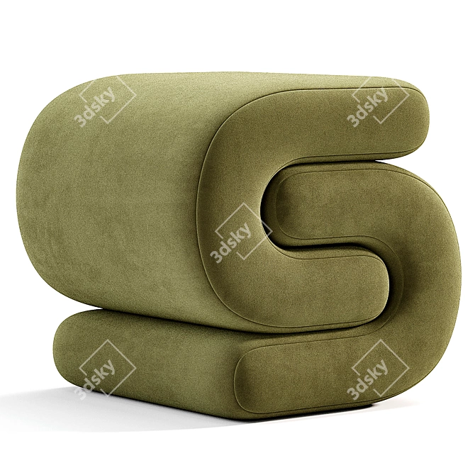 Elegant Jaszlyn Velvet Ottoman 3D model image 1