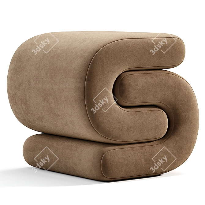 Elegant Jaszlyn Velvet Ottoman 3D model image 2