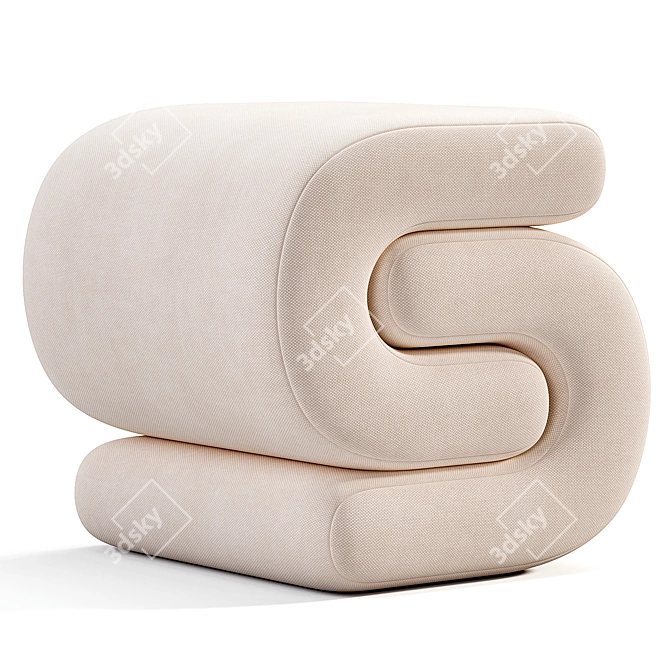 Elegant Jaszlyn Velvet Ottoman 3D model image 5