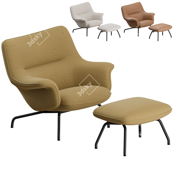 Muuto Doze Lounge Chair Ottoman 3D model image 1