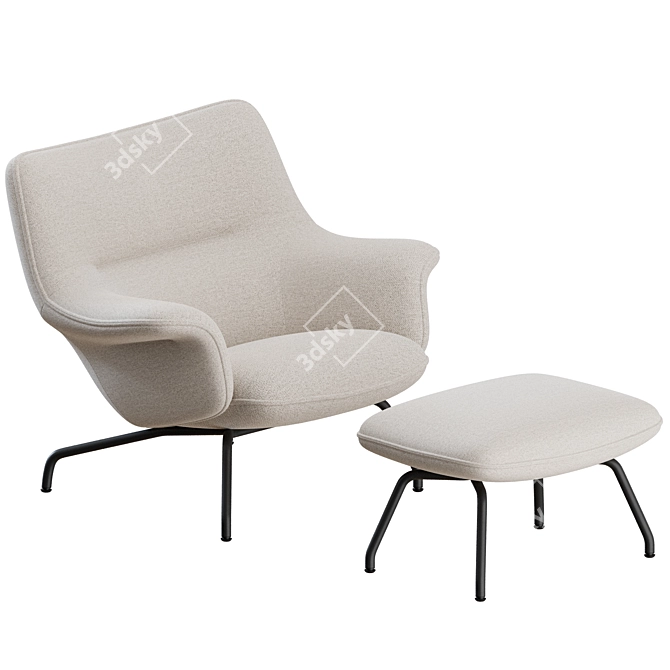 Muuto Doze Lounge Chair Ottoman 3D model image 2