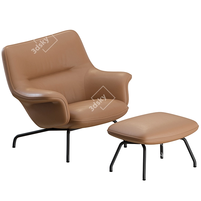 Muuto Doze Lounge Chair Ottoman 3D model image 3