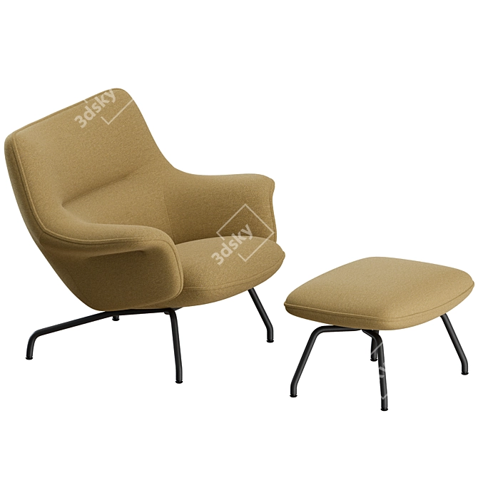 Muuto Doze Lounge Chair Ottoman 3D model image 6