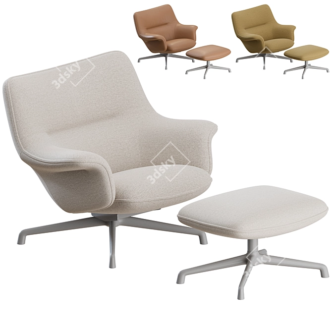Muuto Doze Lounge Chair Ottoman Set 3D model image 1