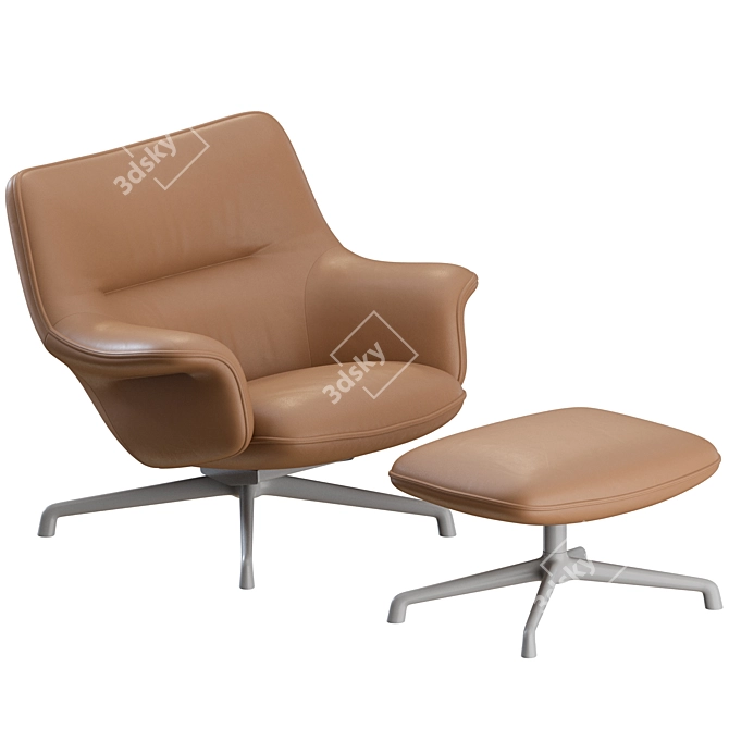 Muuto Doze Lounge Chair Ottoman Set 3D model image 2