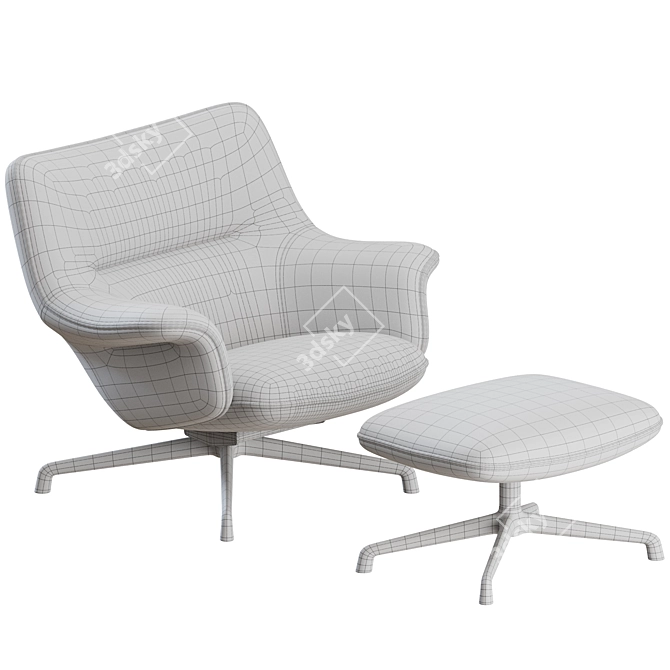 Muuto Doze Lounge Chair Ottoman Set 3D model image 5