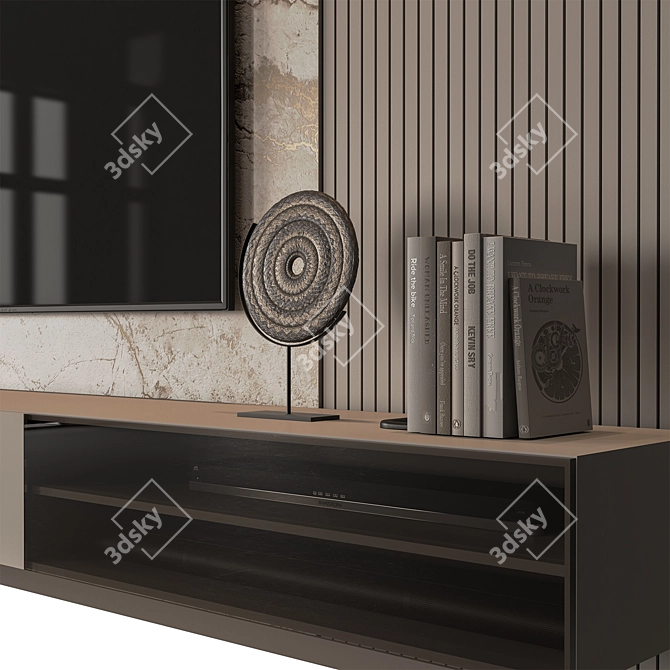 Stacked Stone TV Wall Set 3D model image 2