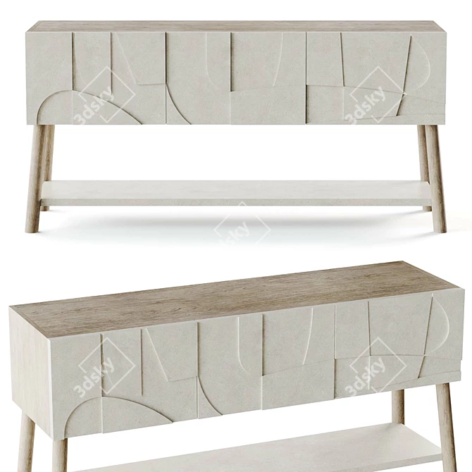 Concrete-Effect Luna Sideboard-Fashionably Crafted 3D model image 1