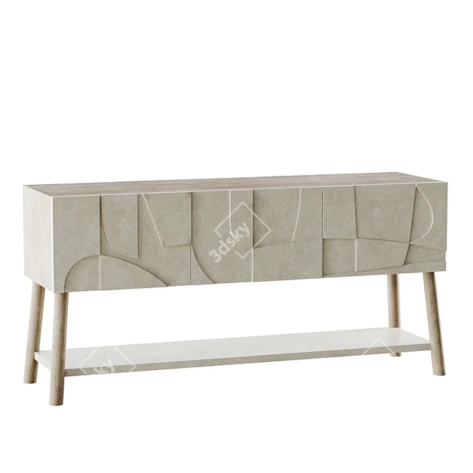 Concrete-Effect Luna Sideboard-Fashionably Crafted 3D model image 2