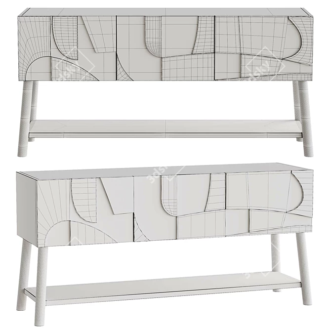 Concrete-Effect Luna Sideboard-Fashionably Crafted 3D model image 4