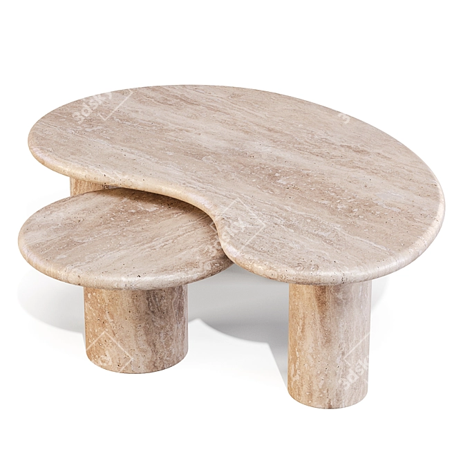 Travertine Puddle Coffee Side Table 3D model image 1
