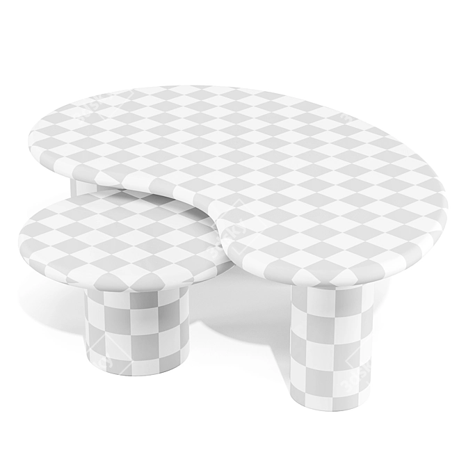 Travertine Puddle Coffee Side Table 3D model image 4