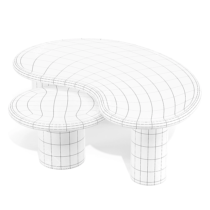 Travertine Puddle Coffee Side Table 3D model image 5