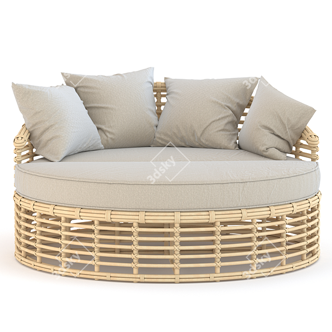 Resin Wicker Round Daybed 3D model image 3