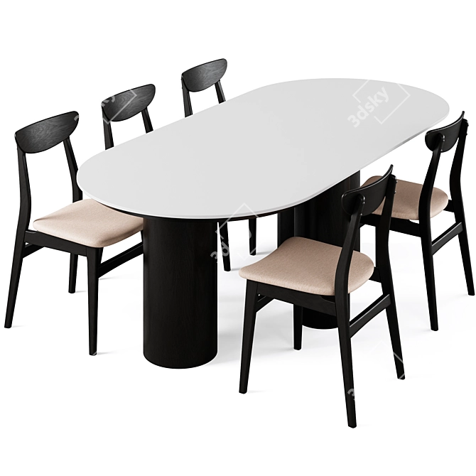 Modern Dining Set, Elliston & Rodham 3D model image 5