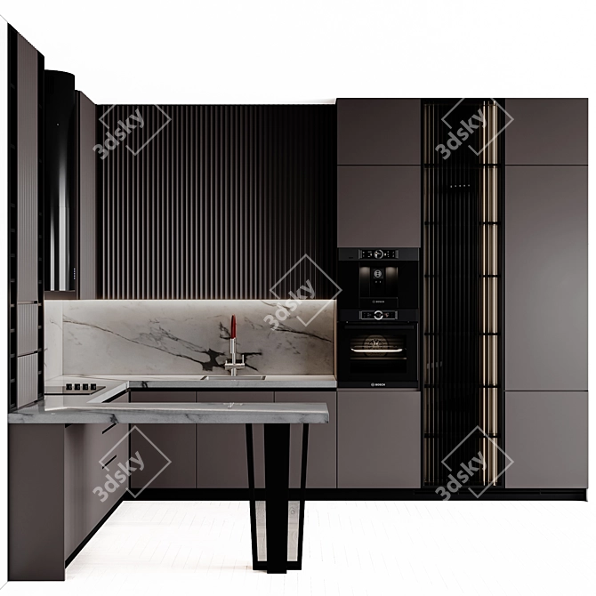  Adjustable Modular Kitchen Unit 3D model image 8