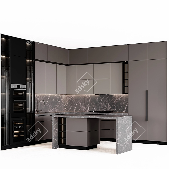  Adjustable Modular Kitchen Unit 3D model image 9