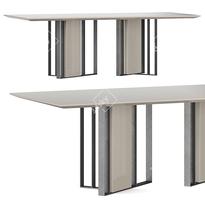  Italian Designer Dining Table Set 3D model image 1