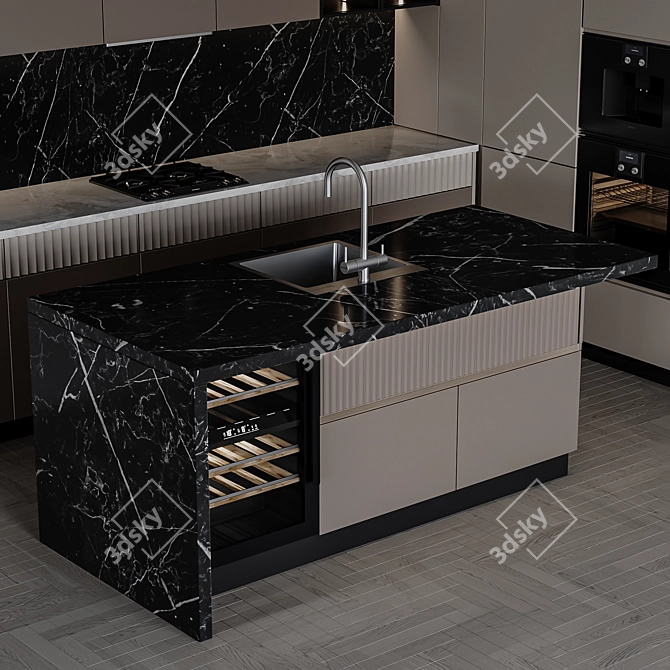 Adjustable Modern Kitchen Unit 3D model image 6