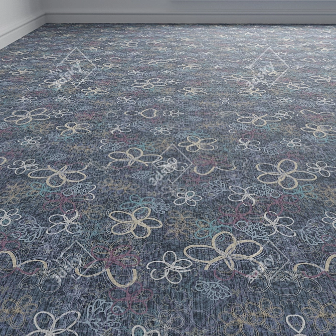 Customizable Floral Carpet Tiles 3D model image 1