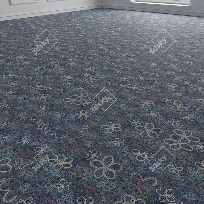 Customizable Floral Carpet Tiles 3D model image 2