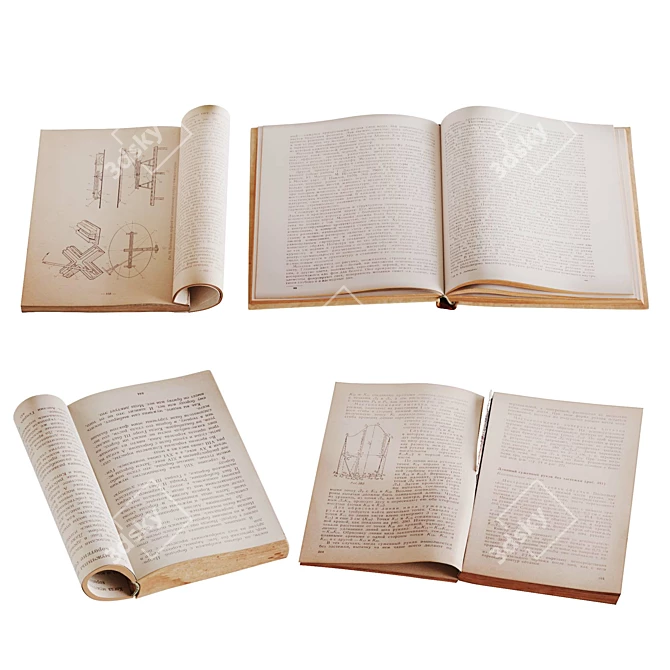 Vintage Decorative Book Set 3D model image 3