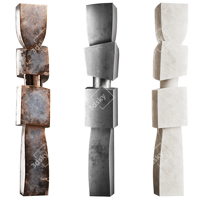 Modern Totem Sculpture Home Decor 3D model image 3