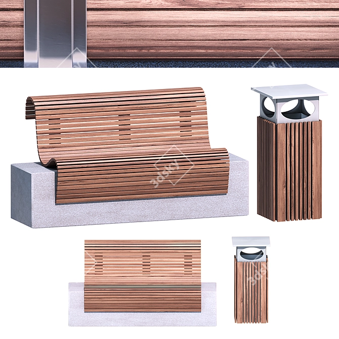 Combo Seating with Bin 3D model image 4