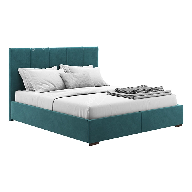 Sherona Bed: Elegant Velvet Design 3D model image 1