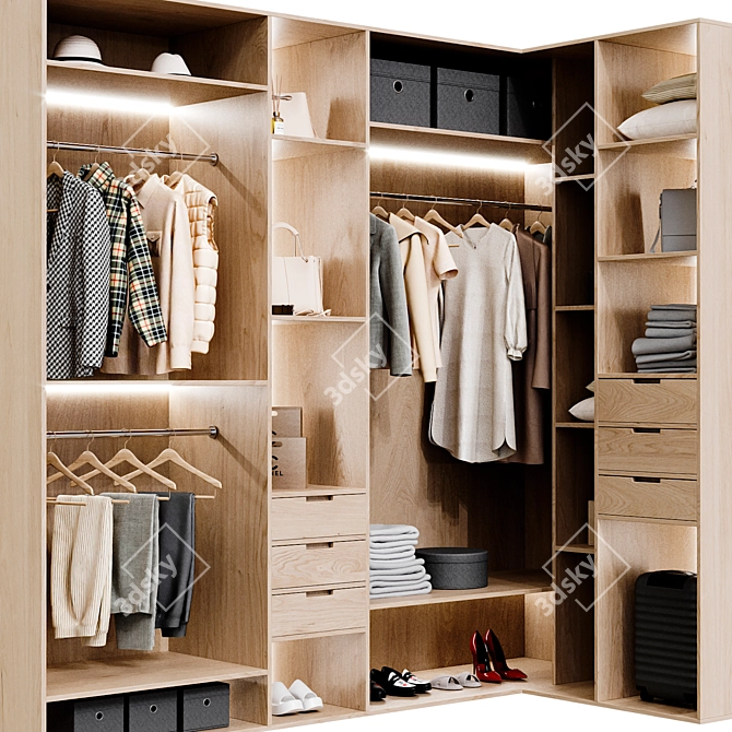 Modern Wardrobe 3D Model - OBJ 3D model image 2