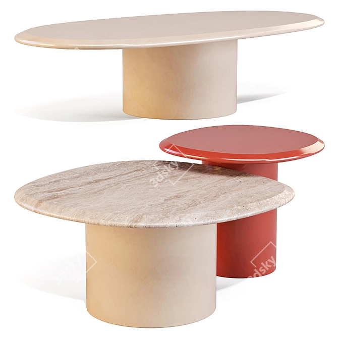 Carpanese Home Pebble Collection: Coffee/Side Tables 3D model image 5