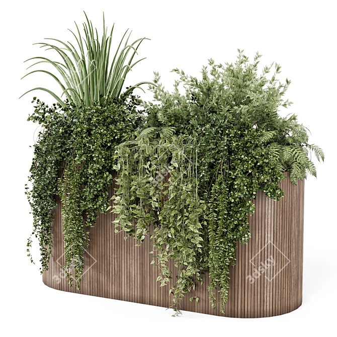 Outdoor Plants Wooden Pot Set 3D model image 1